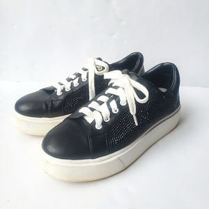 Jennifer Lopez JLO Black Platform Jeweled Glitter Glam Punk lace up Sneakers